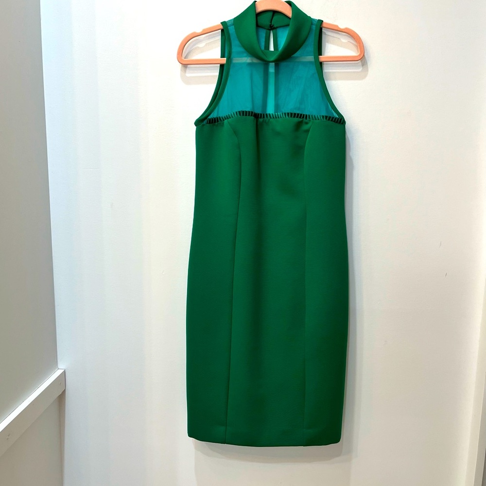 Vintage Margie Darnell green halter style sheer top dress sz 2